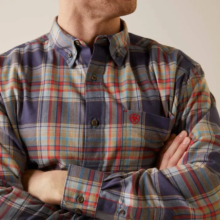 Button Down Shirts Men Ariat FR Kane Work Shirt Navy Plaid Button Down Shirts Men Ariat FR Kane Work Shirt Navy Plaid