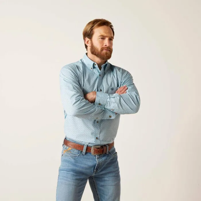Button Down Shirts Men Ariat Gio Fitted Shirt Sky Blue