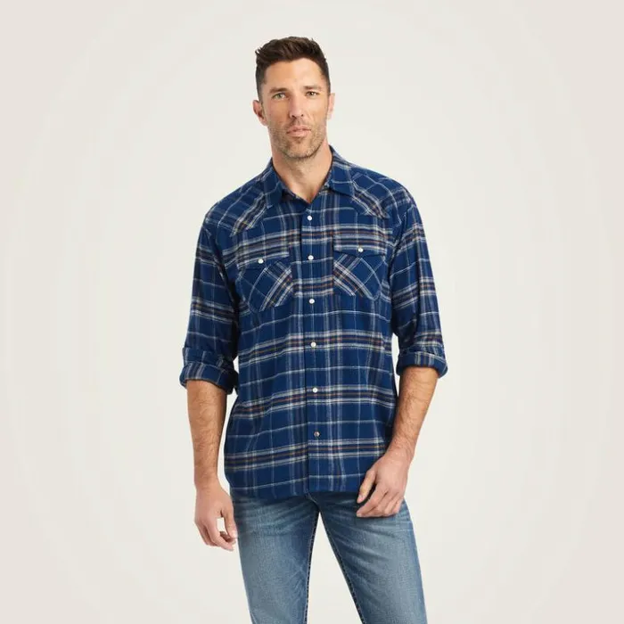 Button Down Shirts Men Ariat Holcombe Retro Fit Shirt Estate Blue
