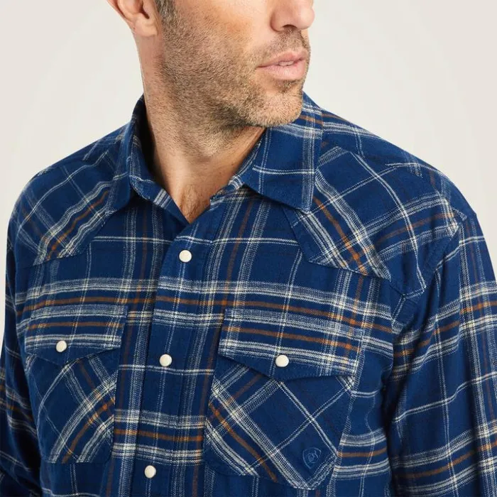 Button Down Shirts Men Ariat Holcombe Retro Fit Shirt Estate Blue