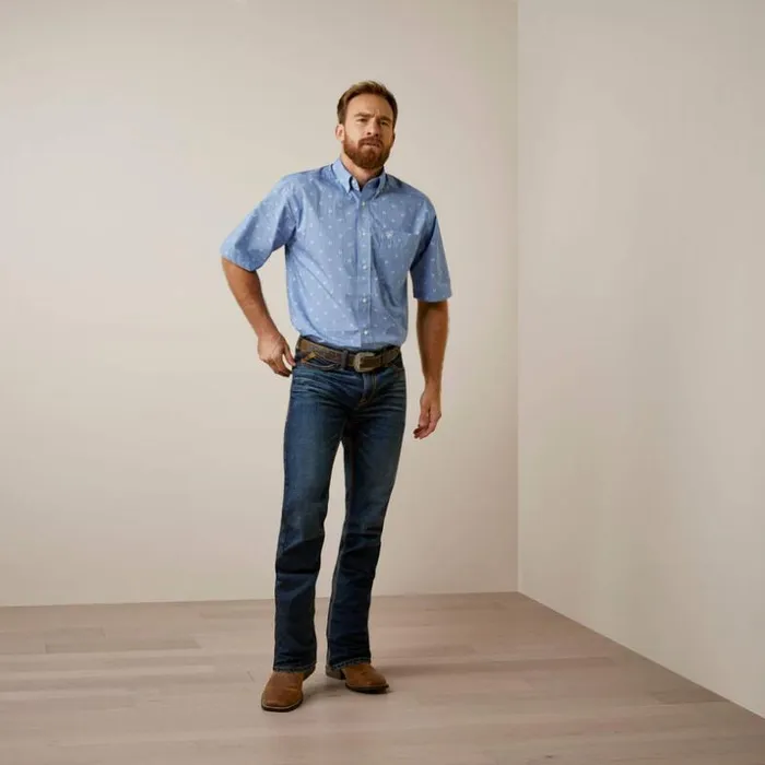 Button Down Shirts Men Ariat Javier Classic Fit Shirt Blue