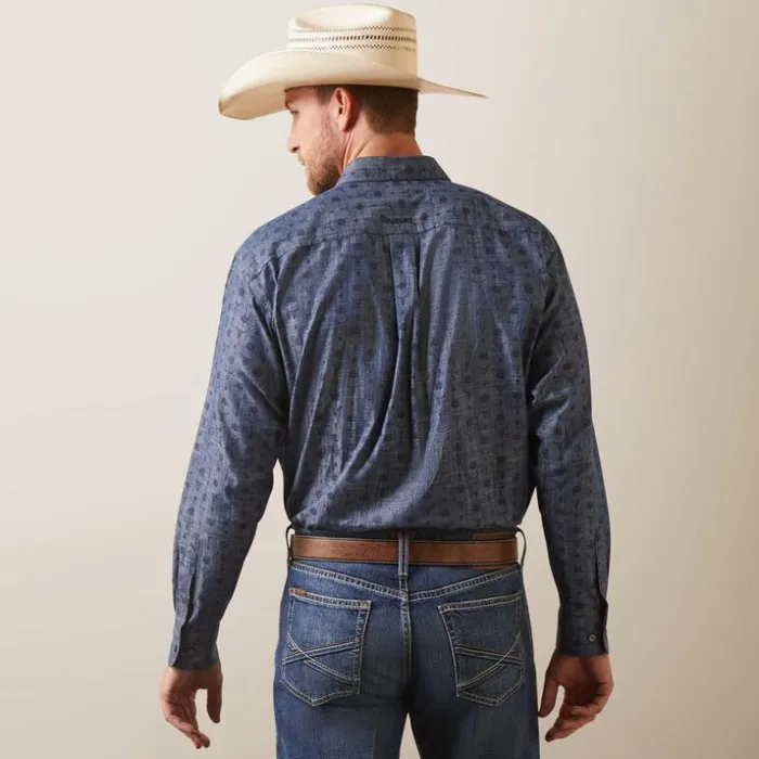 Button Down Shirts Men Ariat Noah Classic Fit Shirt Chambray Blue