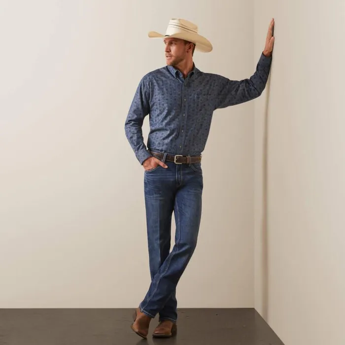 Button Down Shirts Men Ariat Noah Classic Fit Shirt Chambray Blue