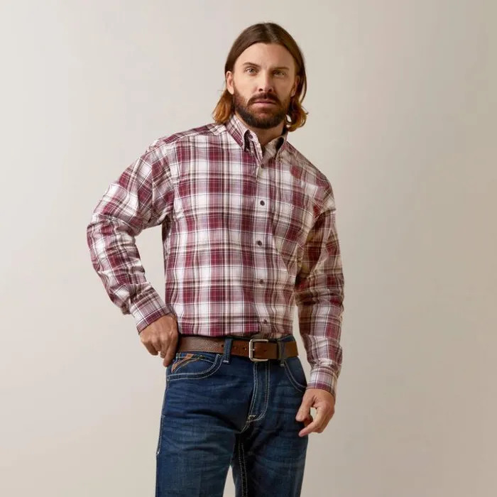 Button Down Shirts Men Ariat Pro Series Adrian Classic Fit Shirt Maroon