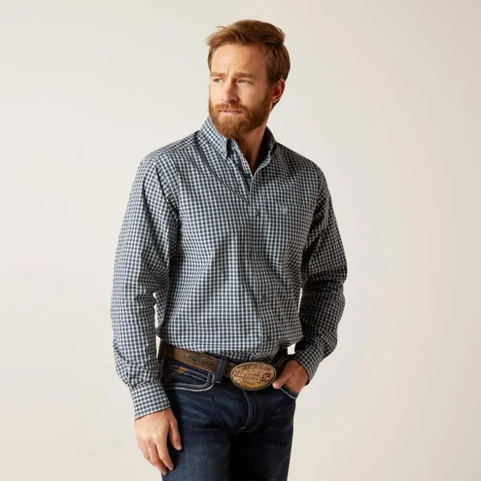 Button Down Shirts Men Ariat Pro Series Gannon Fitted Shirt Sky Blue