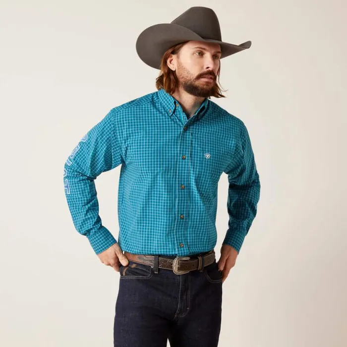 Button Down Shirts Men Ariat Pro Series Team Wayland Classic Fit Shirt Blue