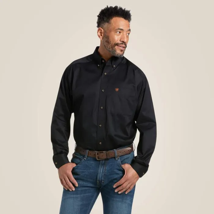 Button Down Shirts Men Ariat Solid Twill Classic Fit Shirt Black