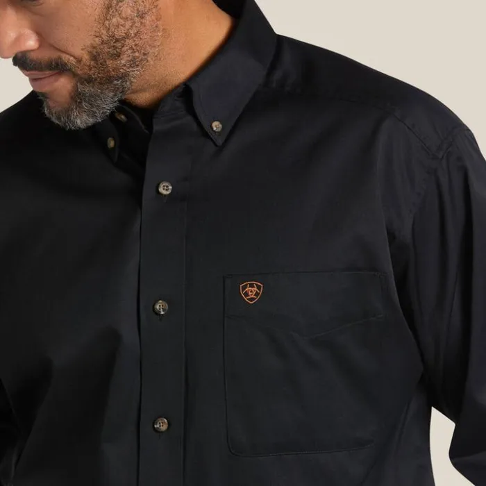 Button Down Shirts Men Ariat Solid Twill Classic Fit Shirt Black
