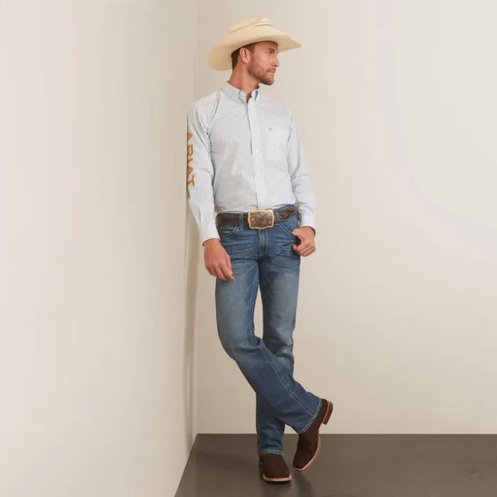 Button Down Shirts Men Ariat Team Stuart Fitted Shirt White