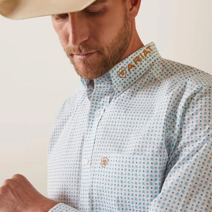Button Down Shirts Men Ariat Team Stuart Fitted Shirt White