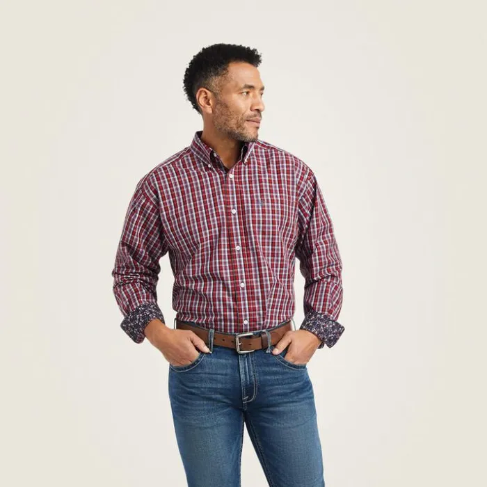 Button Down Shirts Men Ariat Wrinkle Free Emilio Classic Fit Shirt Rio Red
