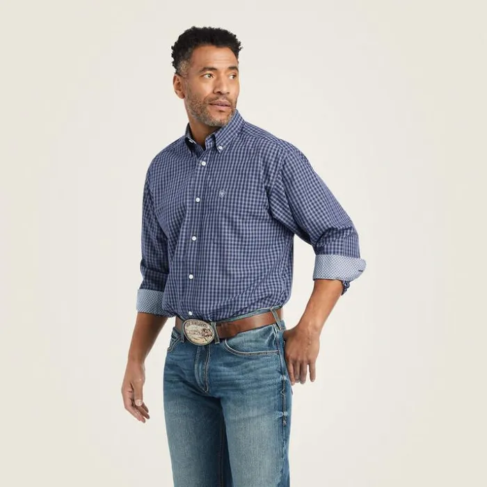 Button Down Shirts Men Ariat Wrinkle Free Immanuel Fitted Shirt Midnight Sail