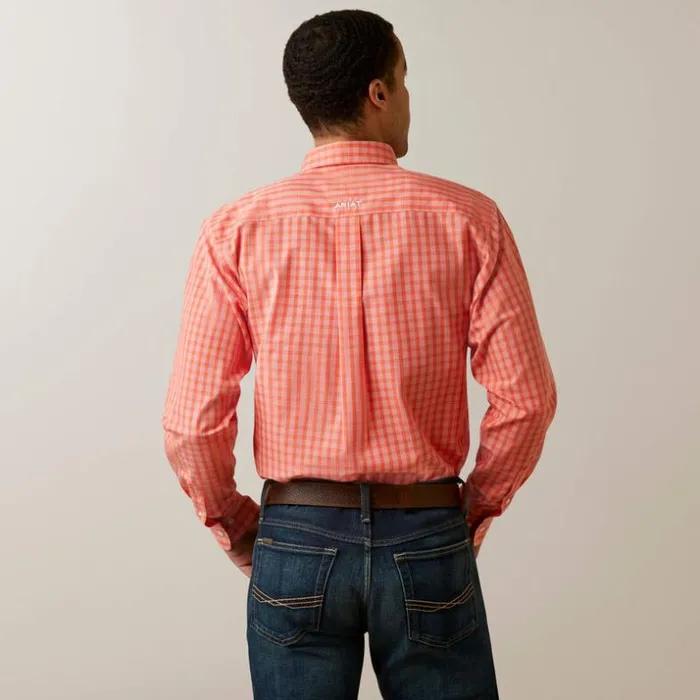 Button Down Shirts Men Ariat Wrinkle Free Winston Fitted Shirt Flame Coral