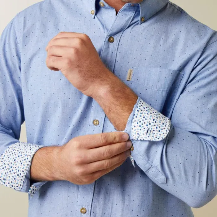 Button Down Shirts Men Ariat Wrinkle Resist Dots Stretch Modern Fit Shirt Blue Button Down Shirts Men Ariat Wrinkle Resist Dots Stretch Modern Fit Shirt Blue