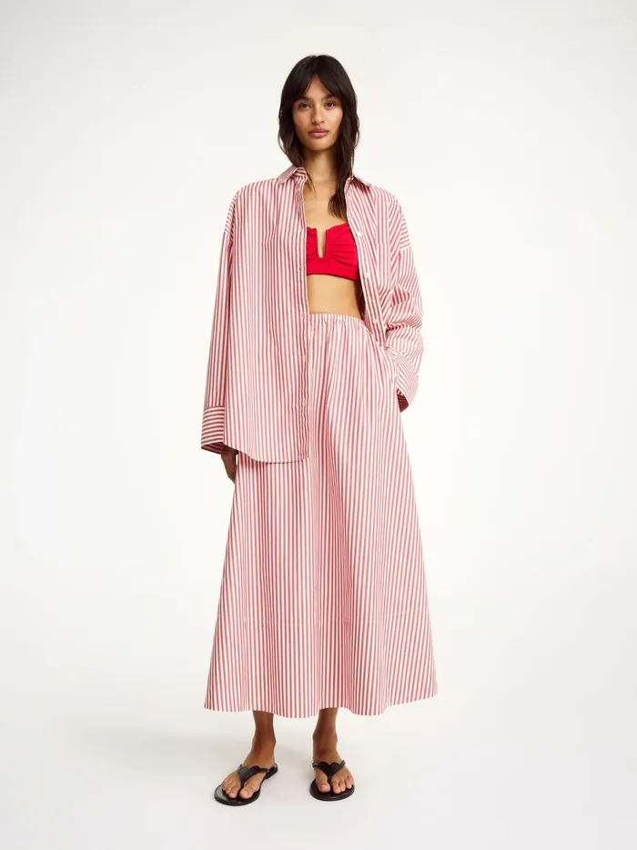 By Malene Birger Skirts Women Pheobes Organic Cotton Skirt Red White Stripes