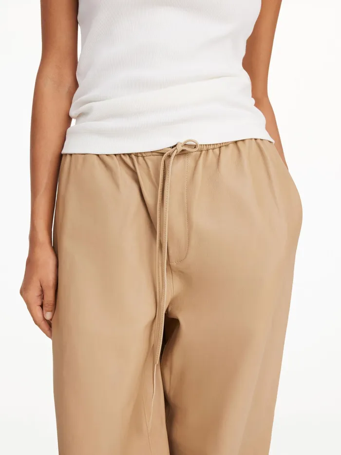 By Malene Birger Trousers Women Joanni Leather Trousers Sand Beige