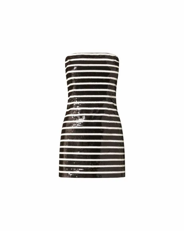 Cala Sequin Dress Blackandoffwhite Women Veronica Beard Dresses