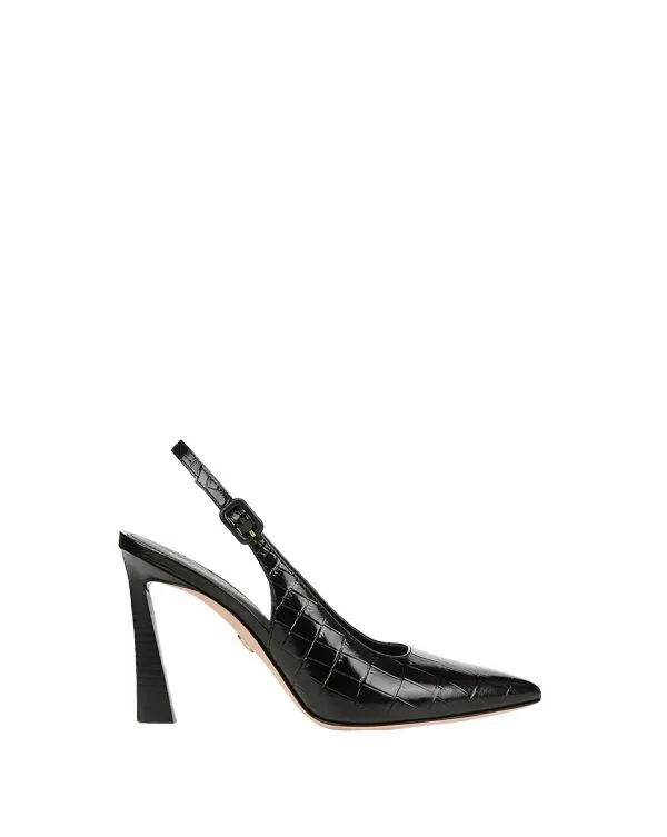 Callie CrocEmbossed Slingback Pump Black Croc Women Veronica Beard Shoes