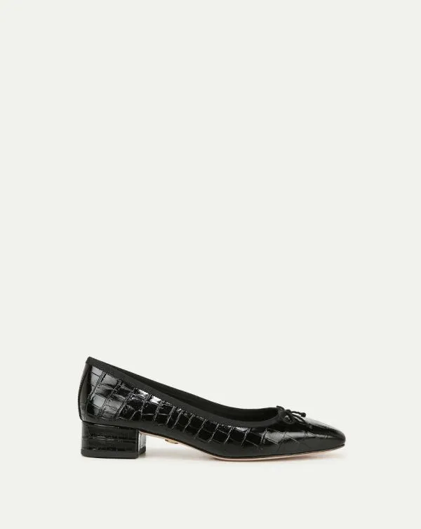 Cecile CrocEmbossed Ballet Pump Black Croc Women Veronica Beard Shoes