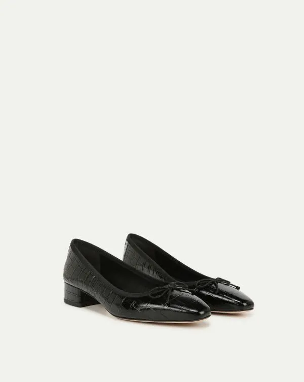 Cecile CrocEmbossed Ballet Pump Black Croc Women Veronica Beard Shoes Cecile CrocEmbossed Ballet Pump Black Croc Women Veronica Beard Shoes