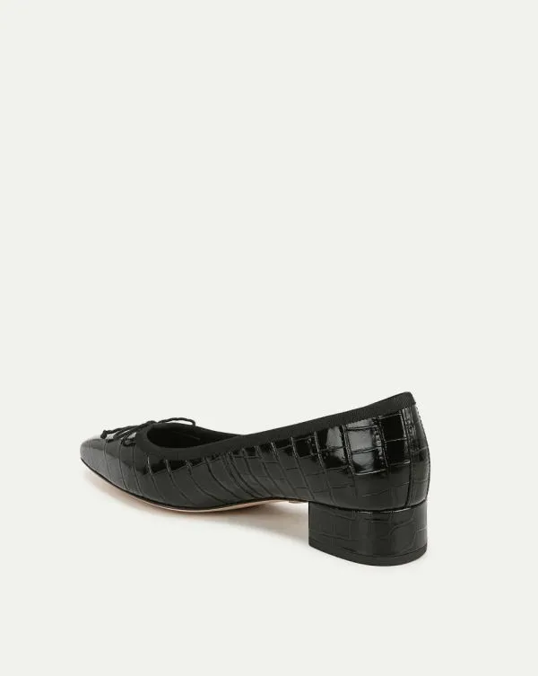 Cecile CrocEmbossed Ballet Pump Black Croc Women Veronica Beard Shoes Cecile CrocEmbossed Ballet Pump Black Croc Women Veronica Beard Shoes