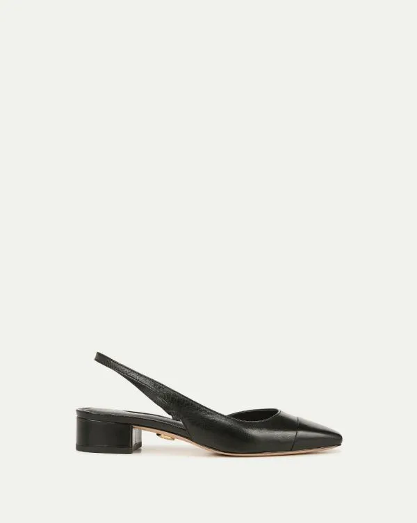 Cecile Leather CapToe Slingback Blackandblack Women Veronica Beard Shoes