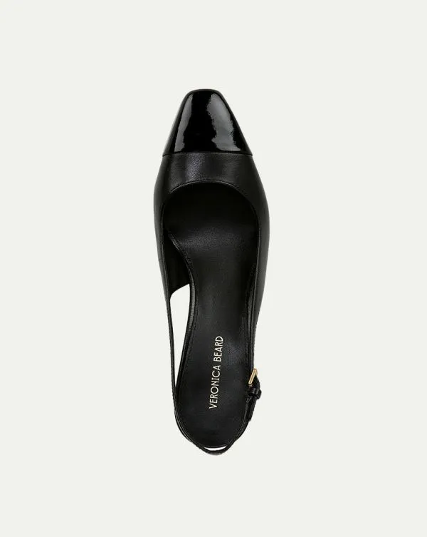 Cecile Leather CapToe Slingback Pump Blackandblack Women Veronica Beard Shoes