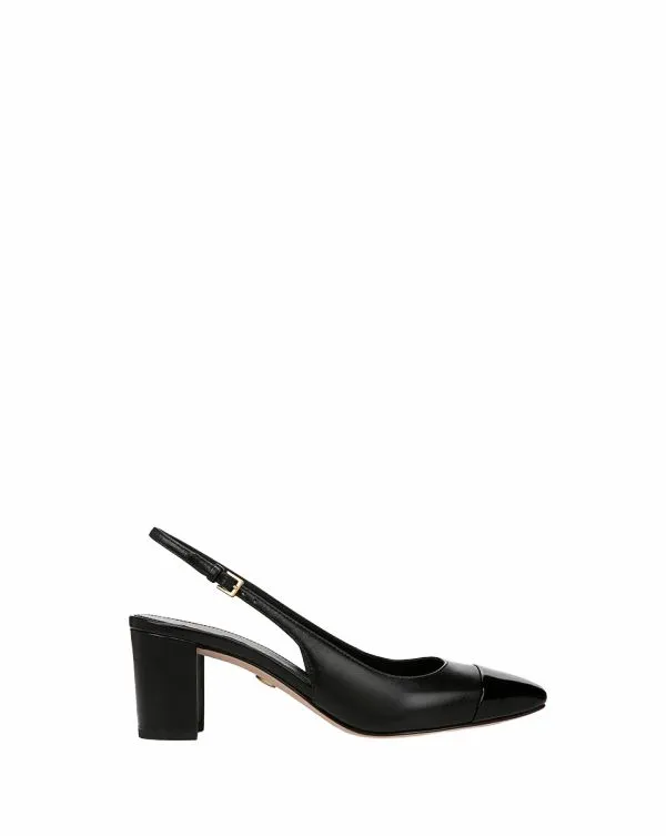 Cecile Leather CapToe Slingback Pump Blackandblack Women Veronica Beard Shoes