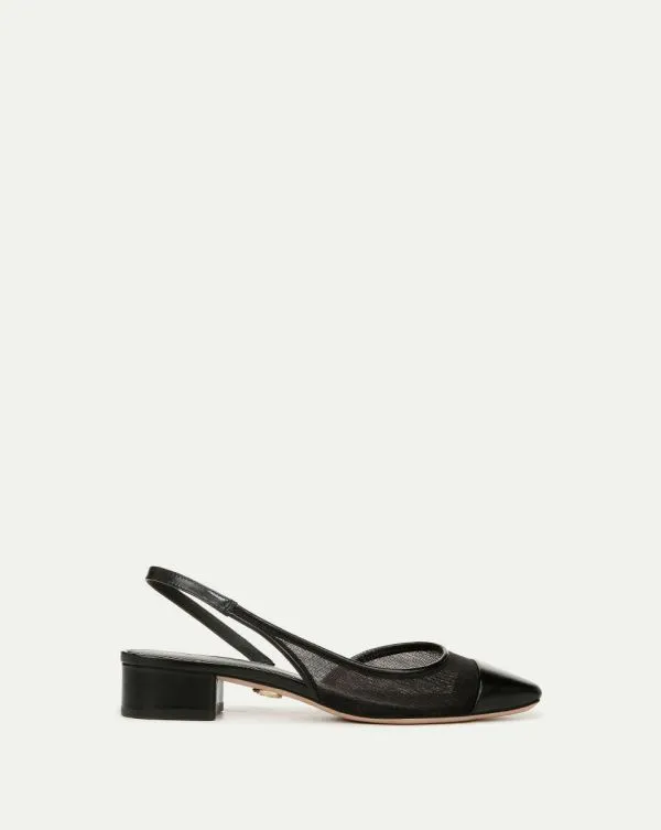Cecile Mesh CapToe Slingback Black Meshandblack Women Veronica Beard Shoes