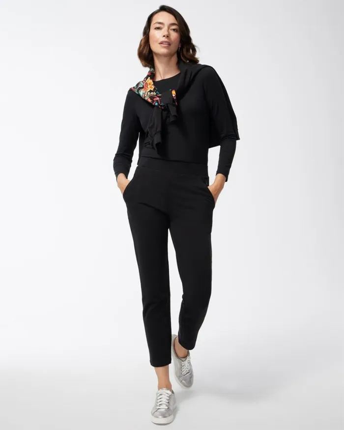 Chico039s Activewear Zenergy French Terry Ankle Pants Black 8211 Clothing