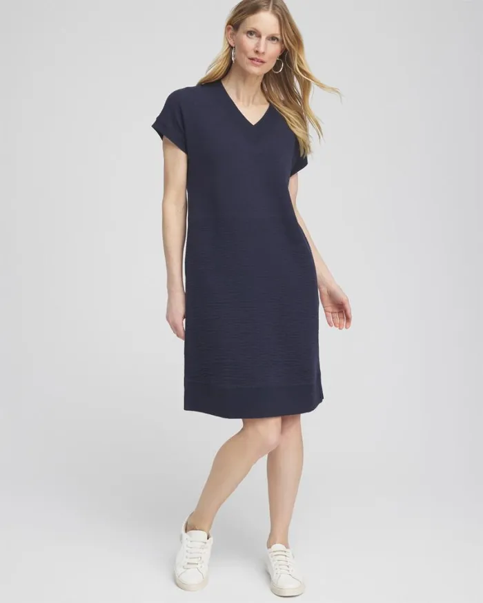 Chico039s Activewear Zenergy Gauze Dress Classic Navy 8211 Clothing