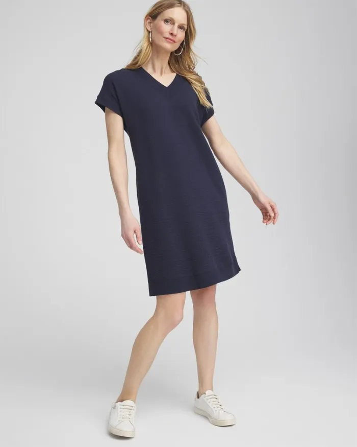 Chico039s Activewear Zenergy Gauze Dress Classic Navy 8211 Clothing