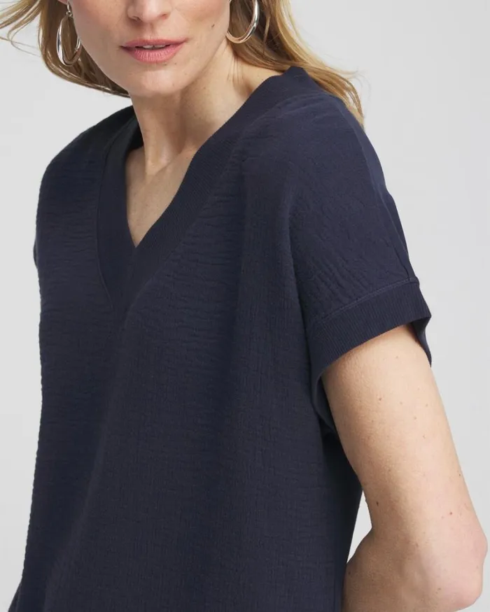 Chico039s Activewear Zenergy Gauze Dress Classic Navy 8211 Clothing