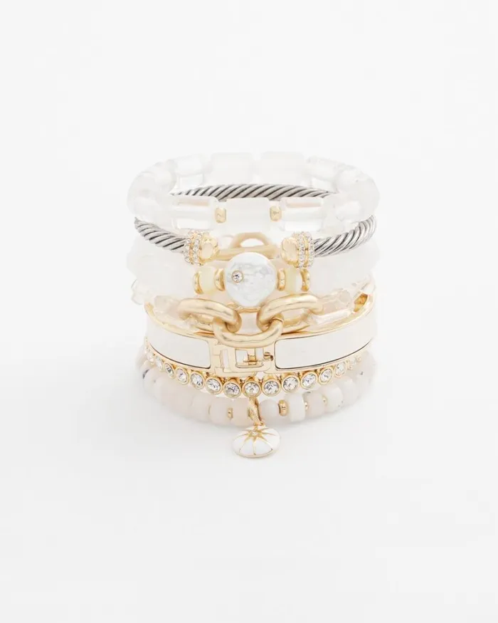 Chico039s Bracelets Jade Barrel Stretch Bracelet Alabaster 8211 Shoes and Accessories