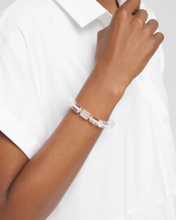 Chico039s Bracelets Jade Barrel Stretch Bracelet Alabaster 8211 Shoes and Accessories