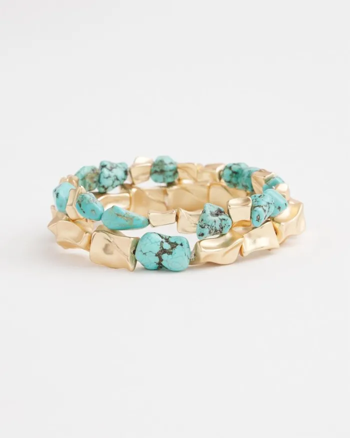 Chico039s Bracelets Turquoise Stretch Bracelet Set Turq 8211 Shoes and Accessories Chico039s Bracelets Turquoise Stretch Bracelet Set Turq 8211 Shoes and Accessories