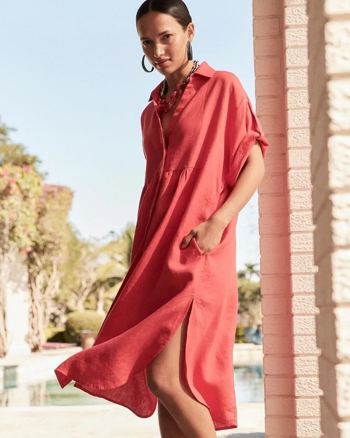 Chico039s Dresses Linen Roll Tab Dolman Midi Dress Watermelon Punch 8211 Clothing Chico039s Dresses Linen Roll Tab Dolman Midi Dress Watermelon Punch 8211 Clothing