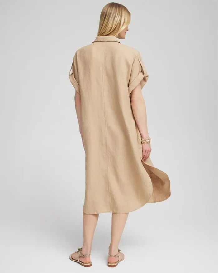 Chico039s Dresses Linen Roll Tab Dolman Midi Dress Watermelon Punch 8211 Clothing