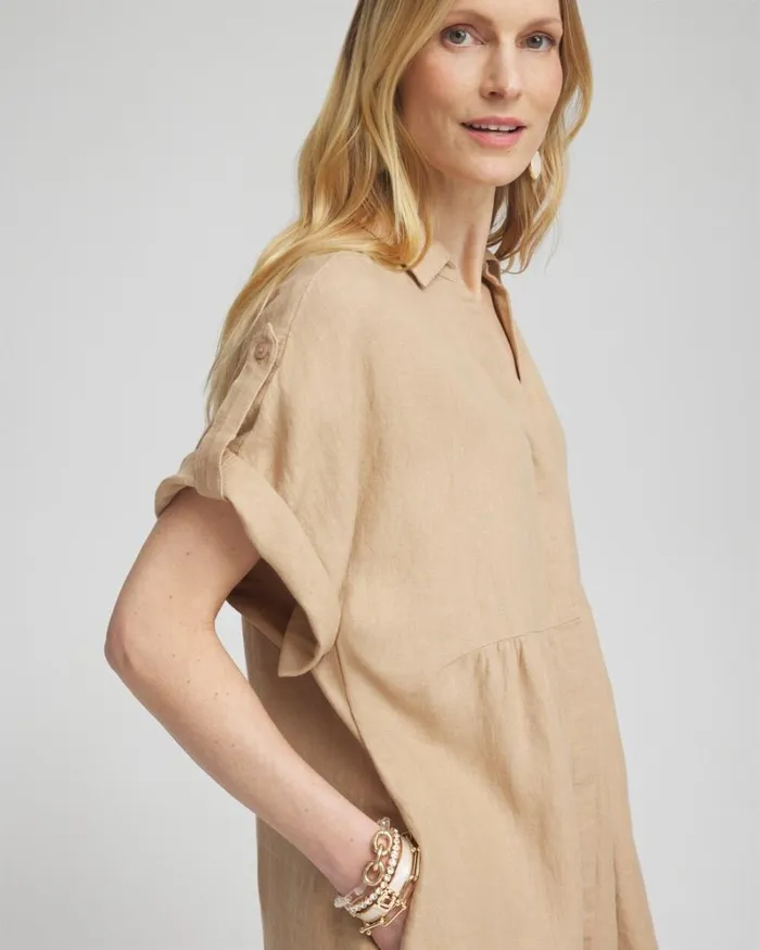 Chico039s Dresses Linen Roll Tab Dolman Midi Dress Watermelon Punch 8211 Clothing