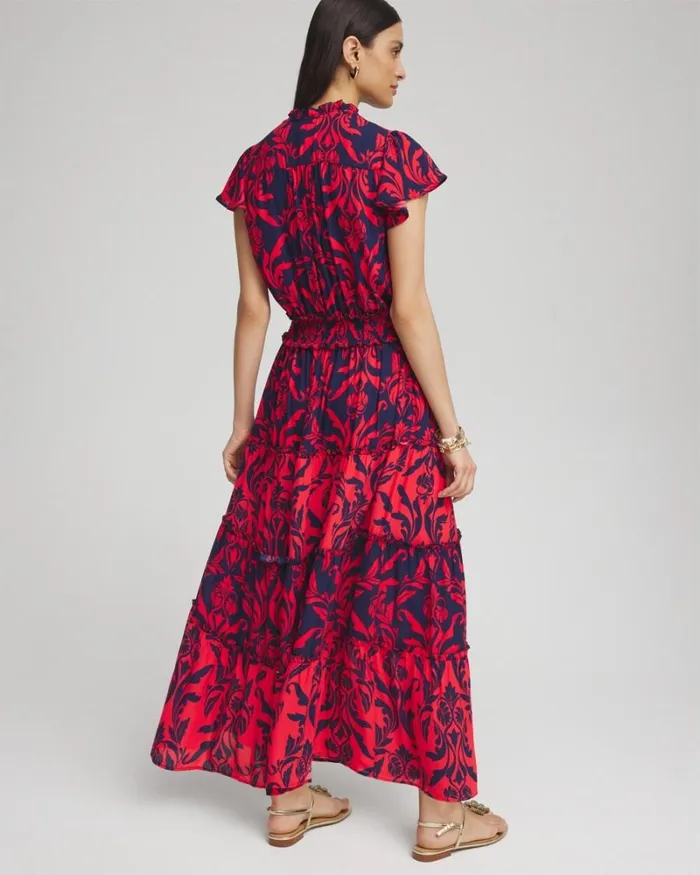 Chico039s Dresses Scrolls Smock Waist Tiered Maxi Dress Medievel Blue 8211 Clothing Chico039s Dresses Scrolls Smock Waist Tiered Maxi Dress Medievel Blue 8211 Clothing