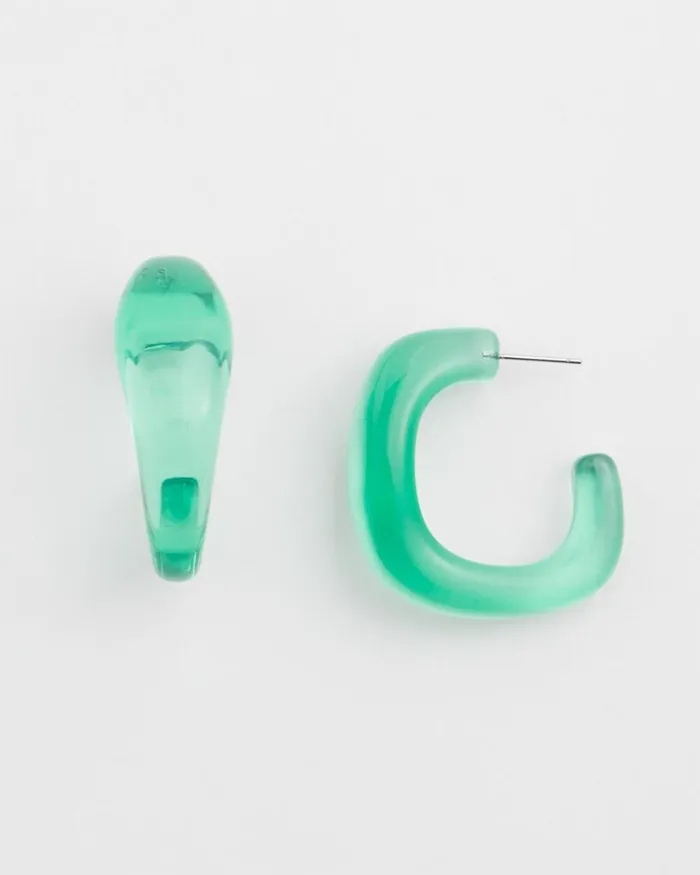 Chico039s Earrings No Droop Green Lucite Square Hoops Grassy Green 8211 Shoes and Accessories
