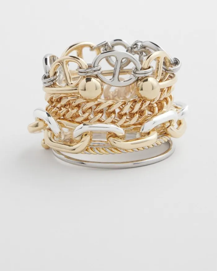 Chico039s Everyday Jewelry Mixed Metal Cuff Bracelet Mixed Metals 8211 Shoes and Accessories