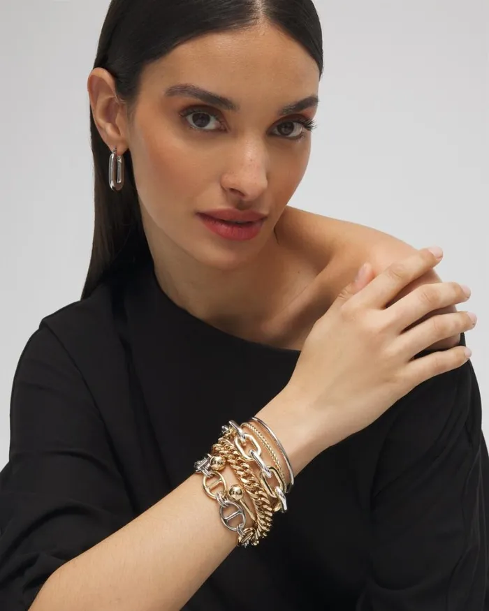 Chico039s Everyday Jewelry Mixed Metal Cuff Bracelet Mixed Metals 8211 Shoes and Accessories