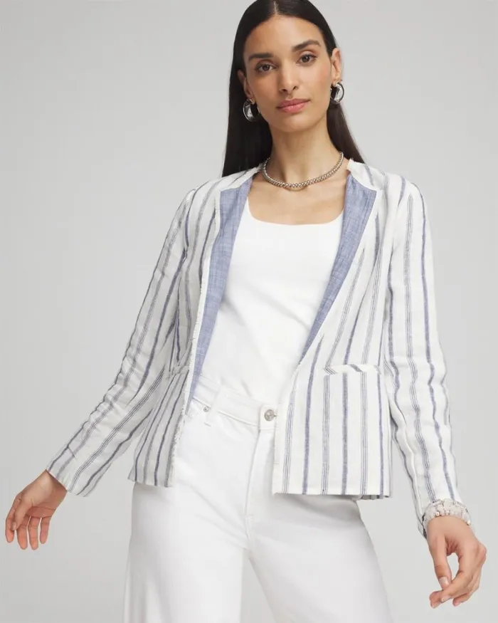 Chico039s Jackets and Coats Stripe Linen Frayed Jacket Alabaster 8211 Clothing Chico039s Jackets and Coats Stripe Linen Frayed Jacket Alabaster 8211 Clothing