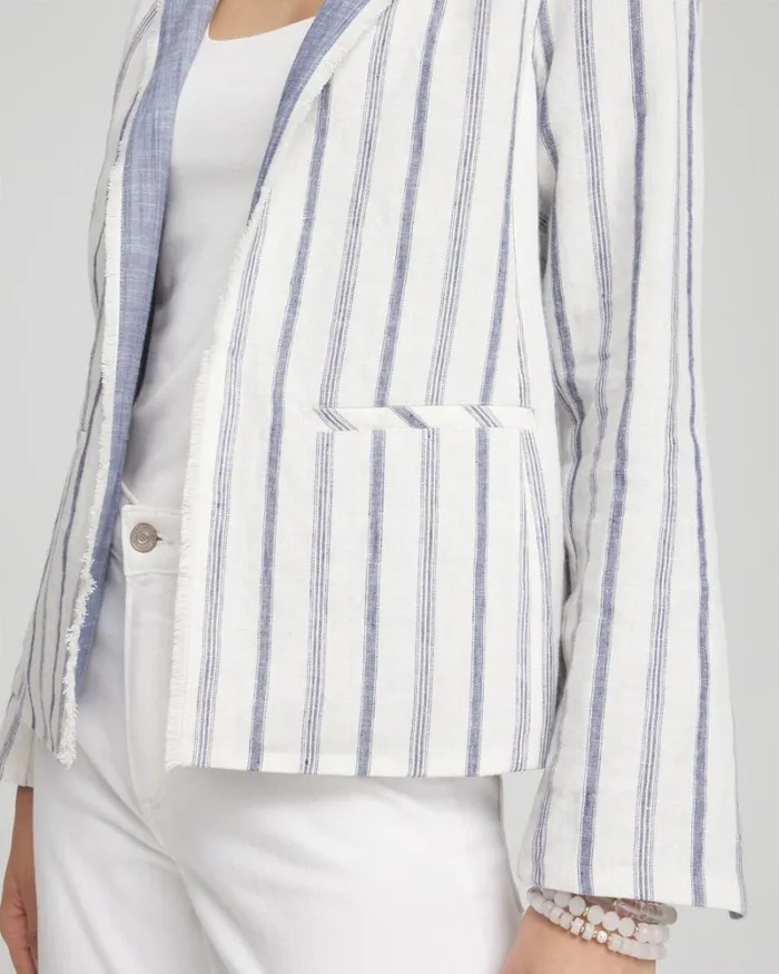 Chico039s Jackets and Coats Stripe Linen Frayed Jacket Alabaster 8211 Clothing Chico039s Jackets and Coats Stripe Linen Frayed Jacket Alabaster 8211 Clothing