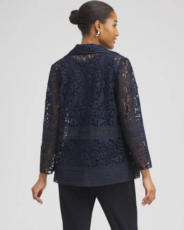 Chico039s Jackets and Coats Travelers Collection Lace Organza Jacket Travelers India Ink 8211 Clothing Chico039s Jackets and Coats Travelers Collection Lace Organza Jacket Travelers India Ink 8211 Clothing