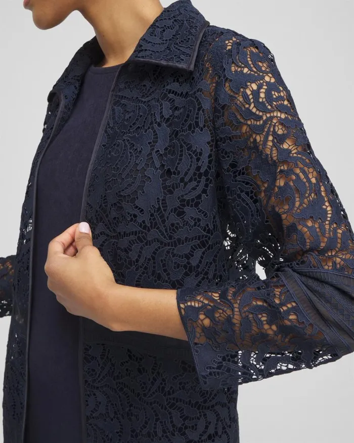 Chico039s Jackets and Coats Travelers Collection Lace Organza Jacket Travelers India Ink 8211 Clothing Chico039s Jackets and Coats Travelers Collection Lace Organza Jacket Travelers India Ink 8211 Clothing
