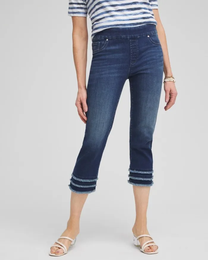 Chico039s Jeans and Denim 21034 Triple Fray Pullon Capris Inverness Indigo 8211 Clothing Chico039s Jeans and Denim 21034 Triple Fray Pullon Capris Inverness Indigo 8211 Clothing