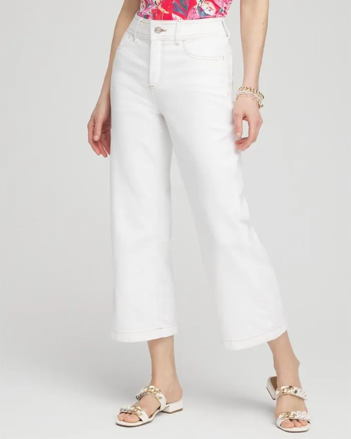 Chico039s Jeans and Denim Cropped Wide Leg Jeans Alabaster 8211 Clothing