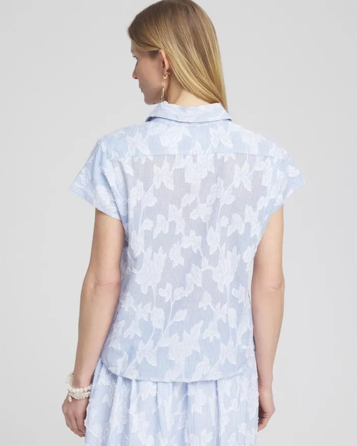 Chico039s Matching Sets Jacquard Dolman Sleeve Top Whiteblue 8211 Clothing